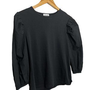 Fashion Jackson The Drop Top Womens Black Long Puff Sleeve Blouse Size S
